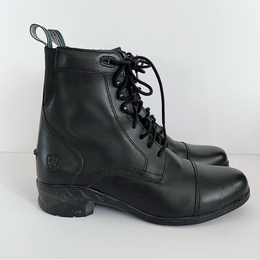 💗Ariat Leather Paddock Riding Boots Womens 8 Black Lace Up Equestrian Barn Boots